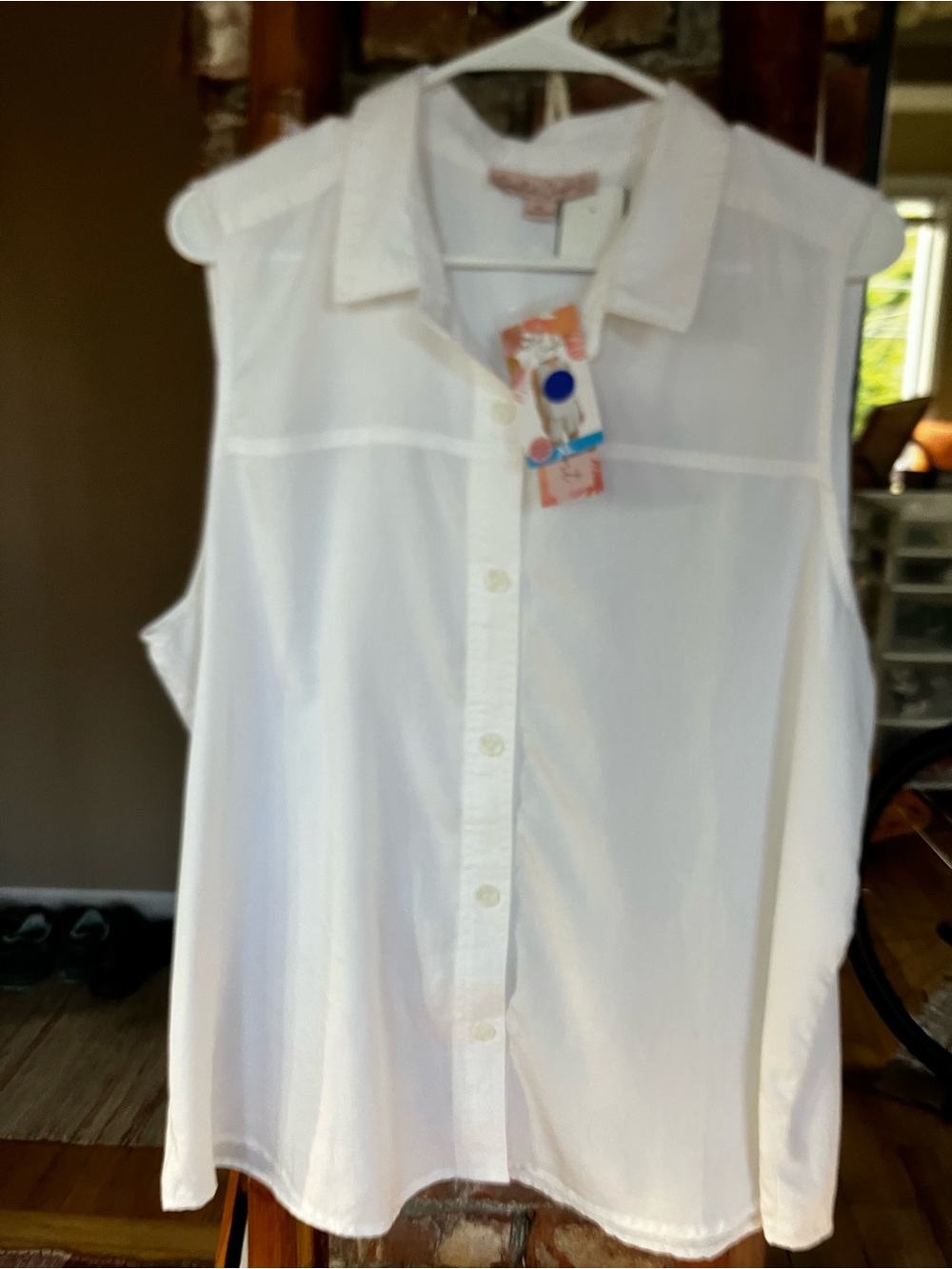 NWT Crystal Comfort White Blouse Size XL Classic Breezy Top New